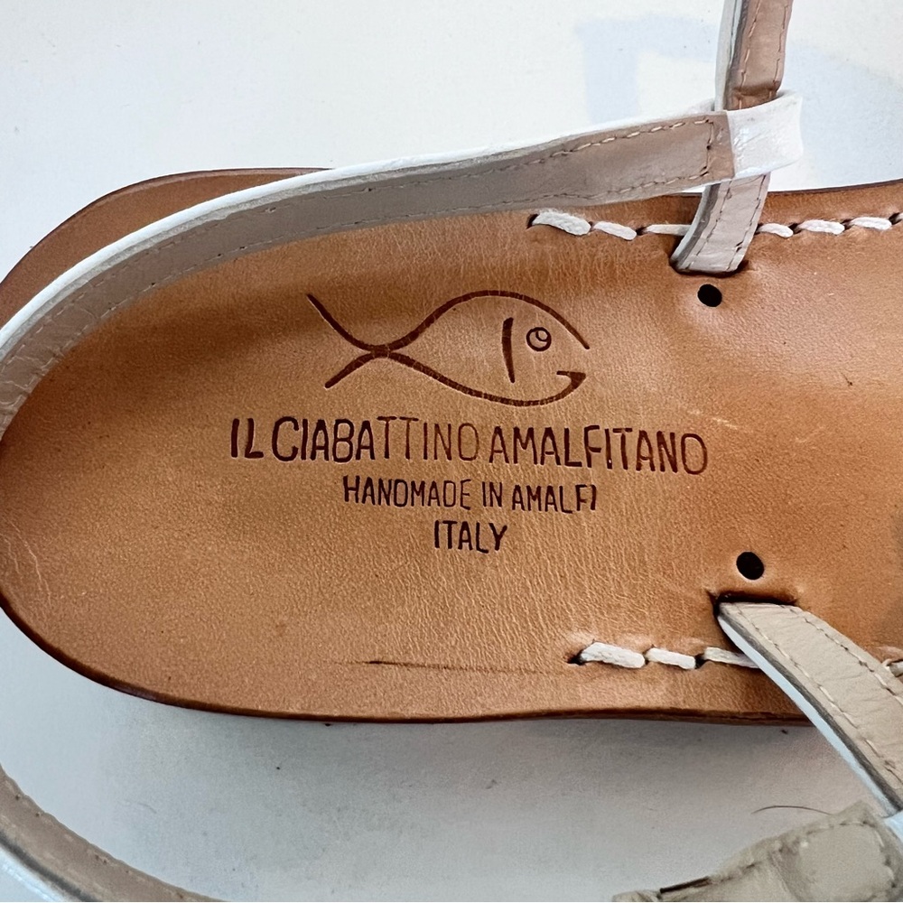 Italian handmade White Leather Sandals - Picture 3 of 6